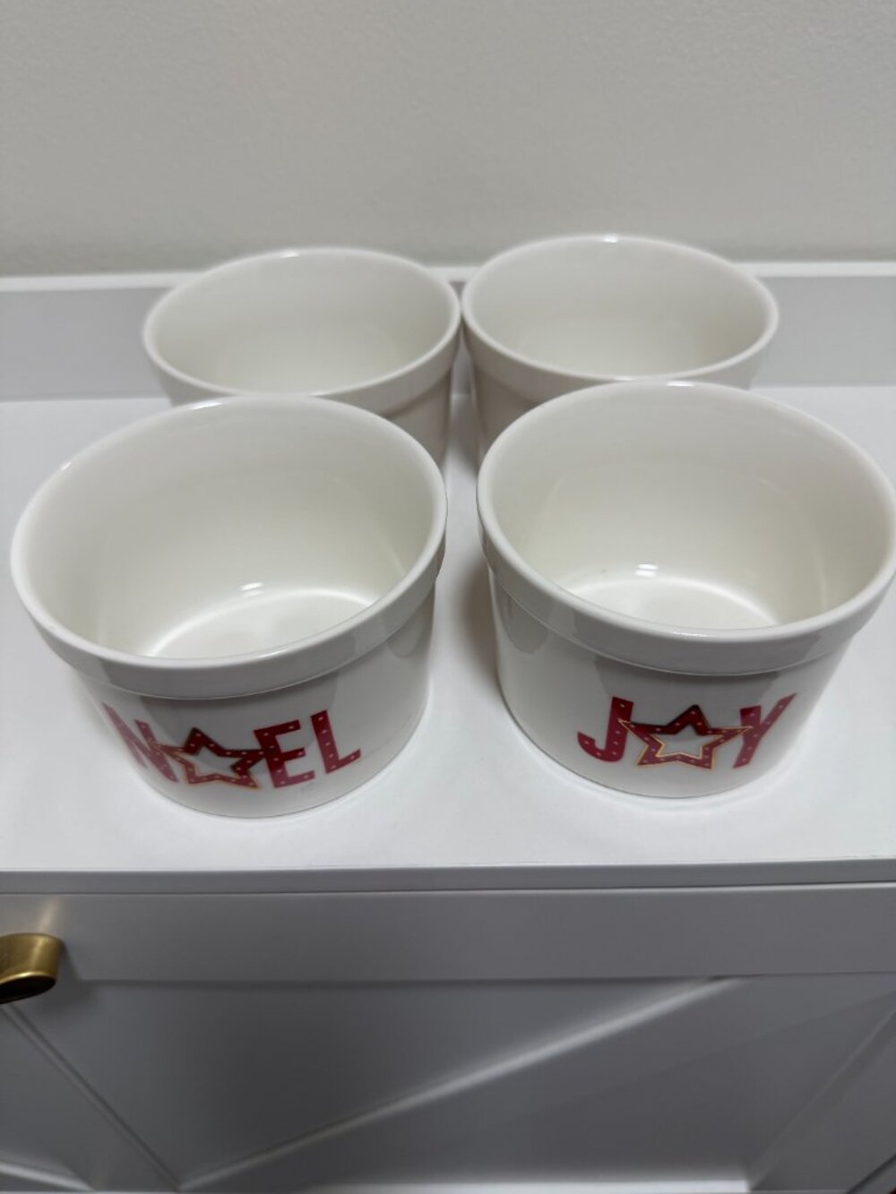 4 Ciroa Crhistmas Ramekin Bowls Noel-Joy 10 oz Dip Snacks Dessert Small Bowls - Picture 5 of 8